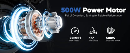 Foldable 500W Ebike with 10.4AH Battery