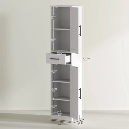 67" Tall Bathroom Storage Cabinet with 3 Adjustable Shelves