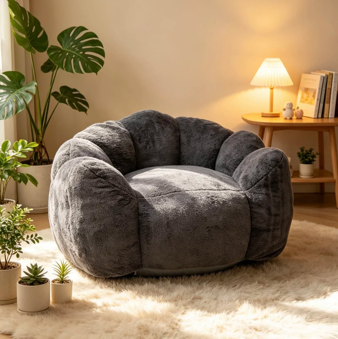 Large Velvet Petal Cloud Lounge Chair for Living Room or Bedroom