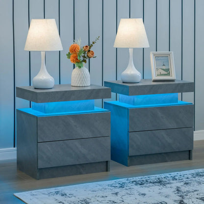 Set of 2 LED Nightstands with 2 Drawers for your Bedroom