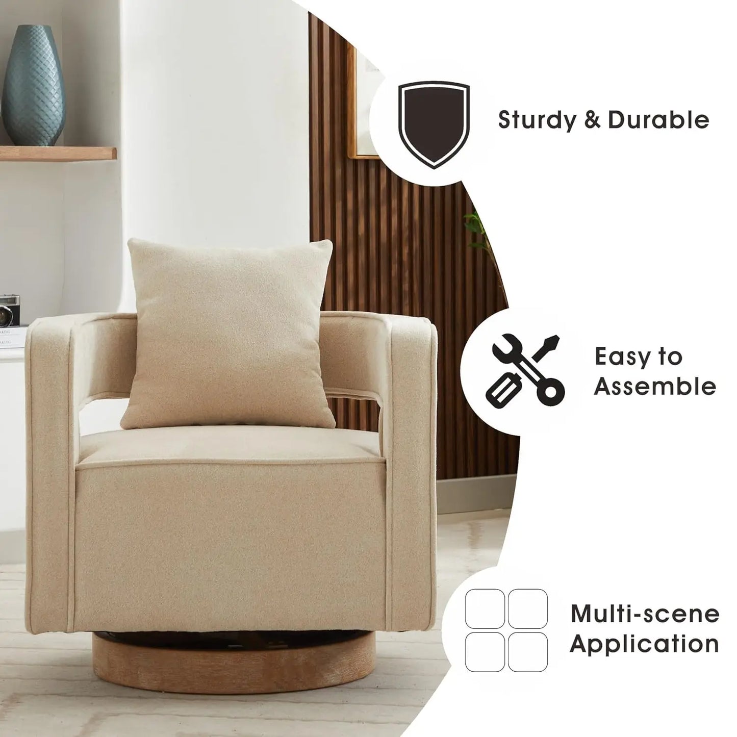 Open Back Barrel Swivel Chair