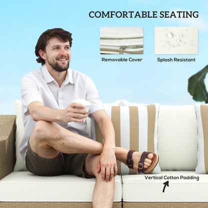 Outdoor Patio Rattan Sofa with Pillows