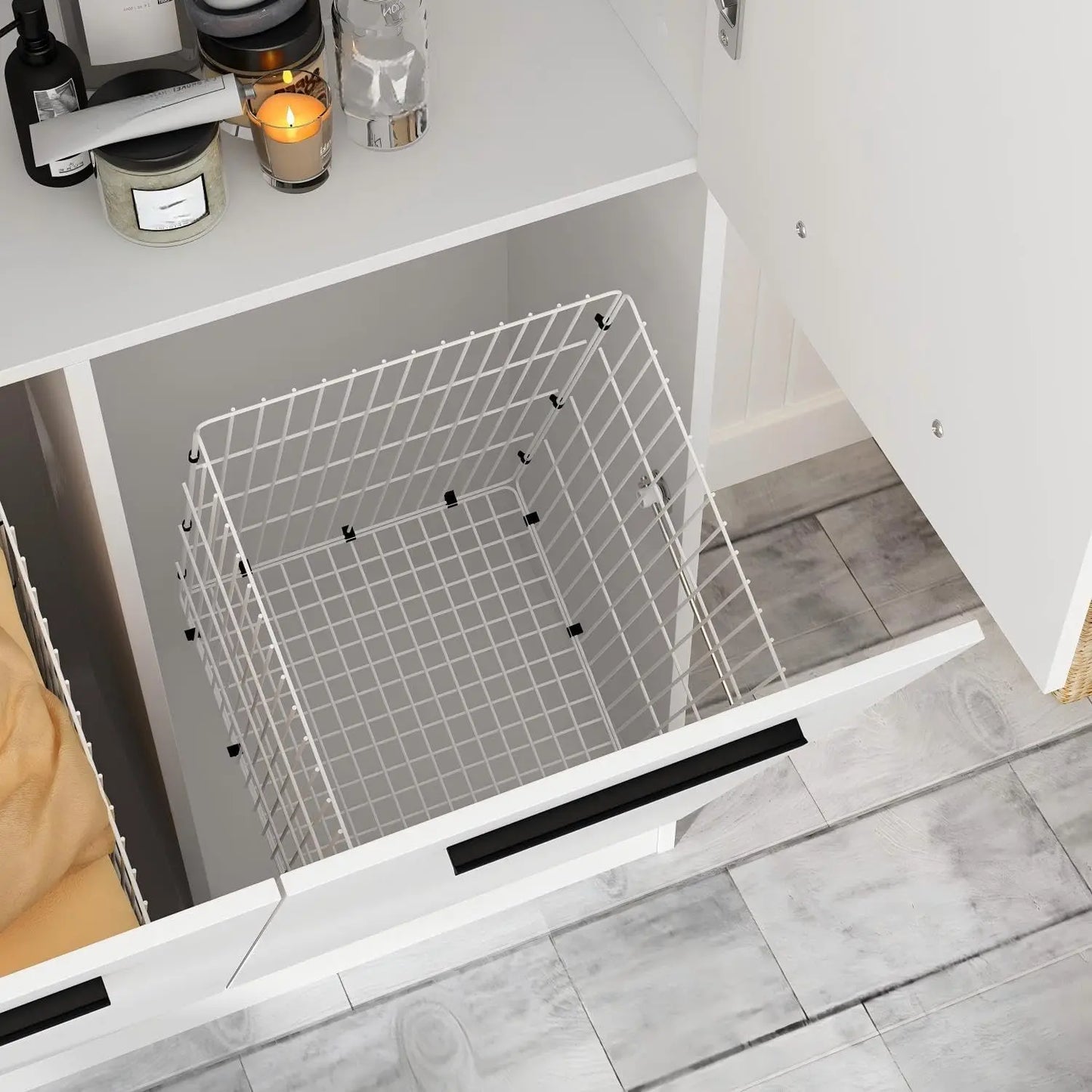 3-Tier Double Tilt Out Laundry Hamper Cabinet