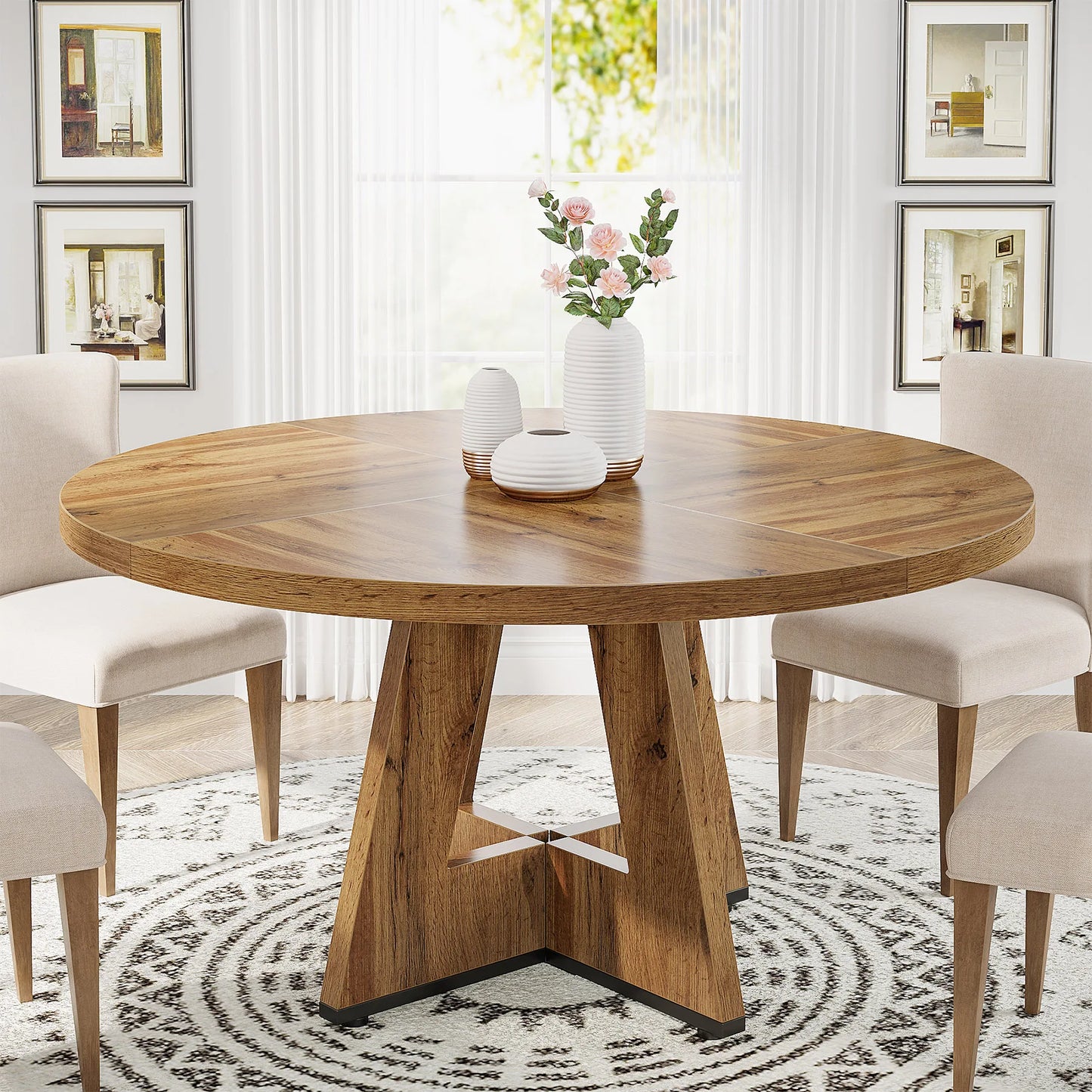 47 inch Round Dining Table for 4