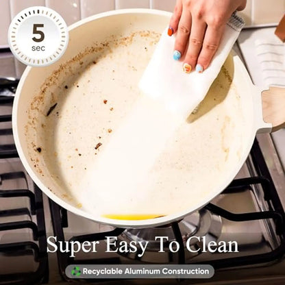 21Pc White Granite Nonstick Cookware Set