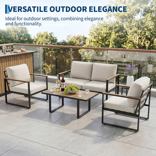 Outdoor Patio 4 Piece Set with Coffee Table