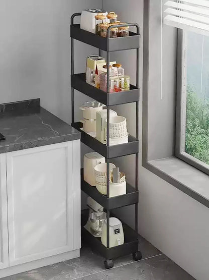 5-Tier Slim Storage Rolling Utility Shelving Unit