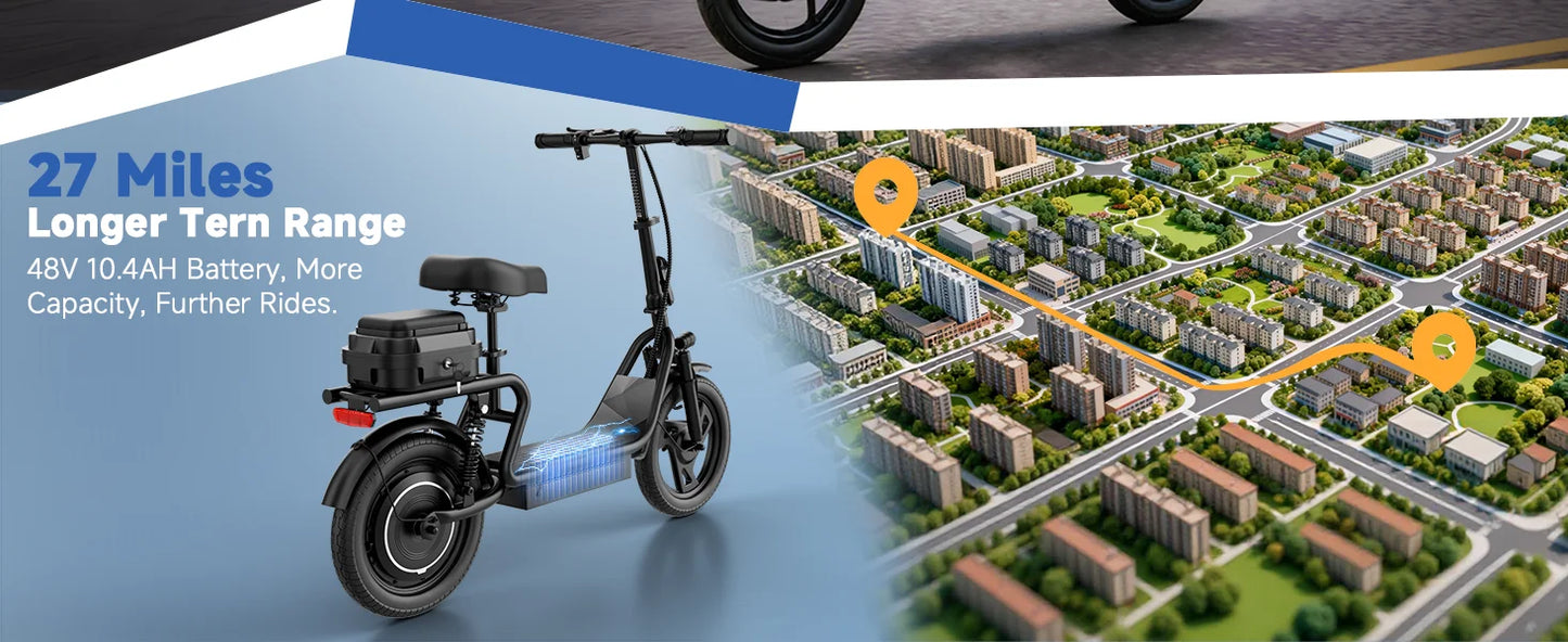 Foldable 500W Ebike with 10.4AH Battery