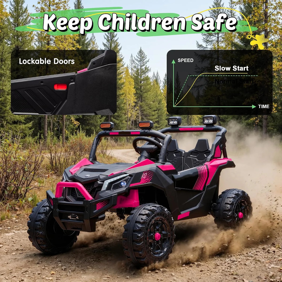 24V 4WD Kids 2 Seater Electric Ride with Bluetooth for Music for your Journey