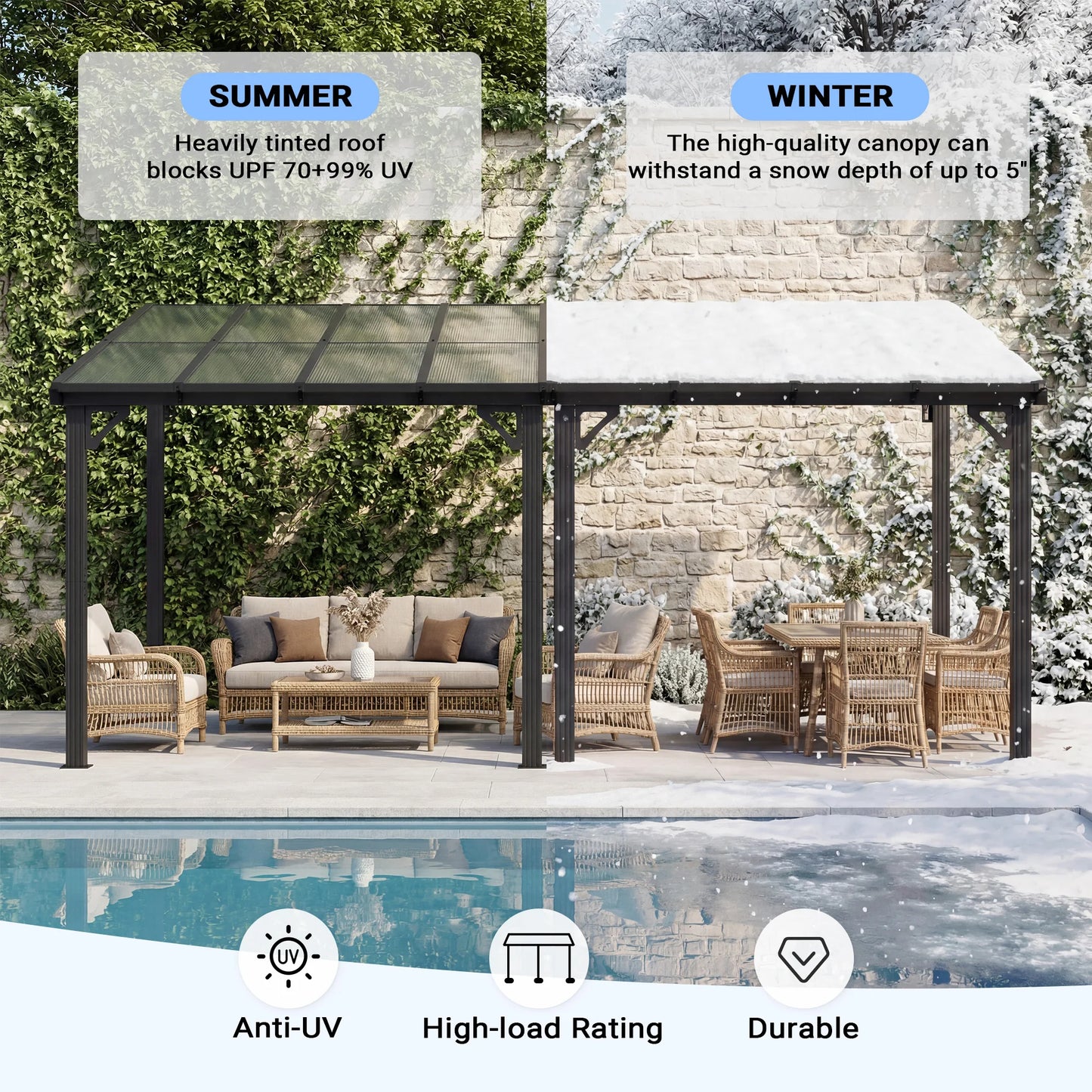 Wall-Mounted Gazebo with Aluminum Frame