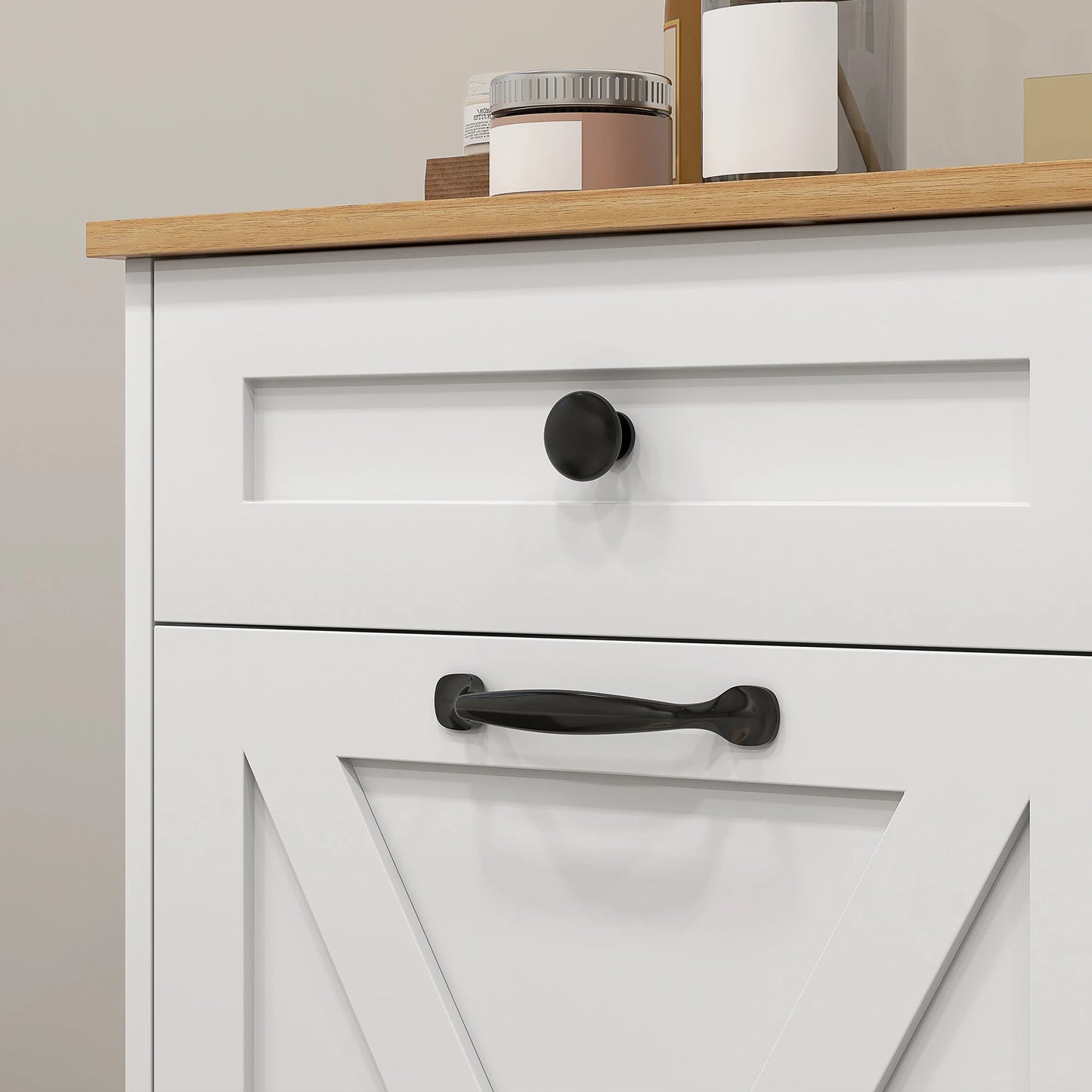 Tilt Out Laundry Hamper Cabinet with 2 pull-out drawers