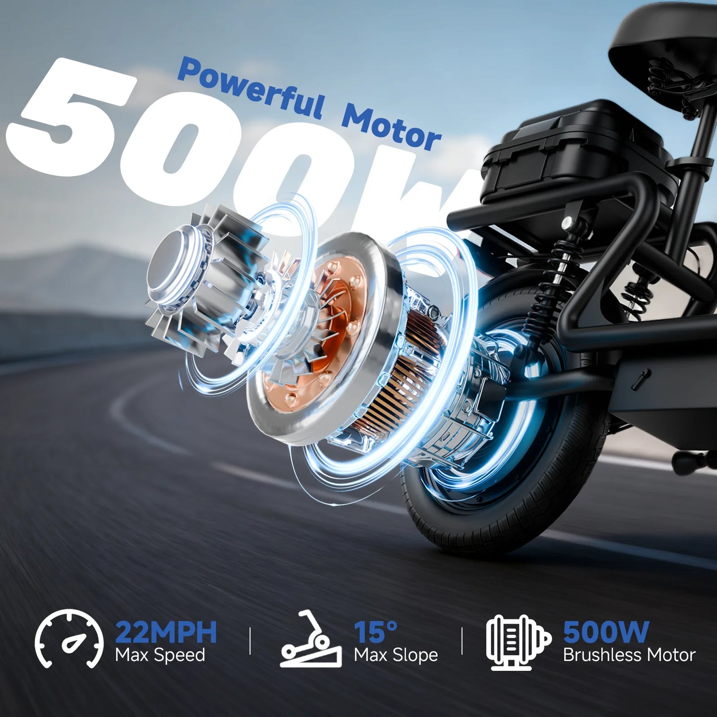Foldable 500W Ebike with 10.4AH Battery