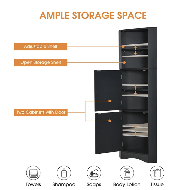 Freestanding Tall Bathroom Corner Cabinet
