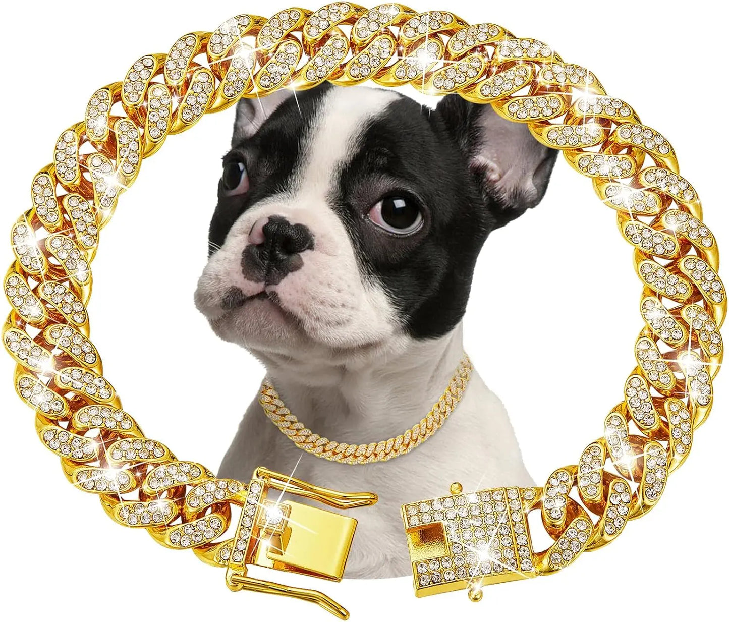 Luxury Gold Iced Chain Collar for your Pet