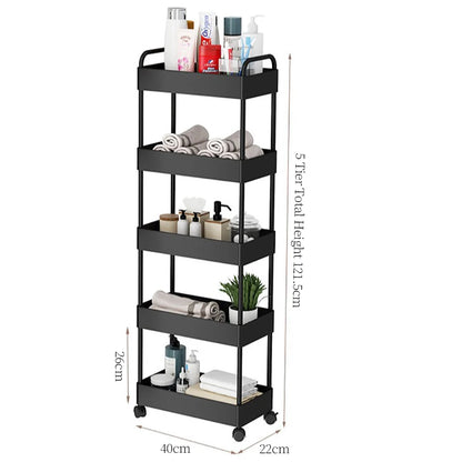 5-Tier Slim Storage Rolling Utility Shelving Unit