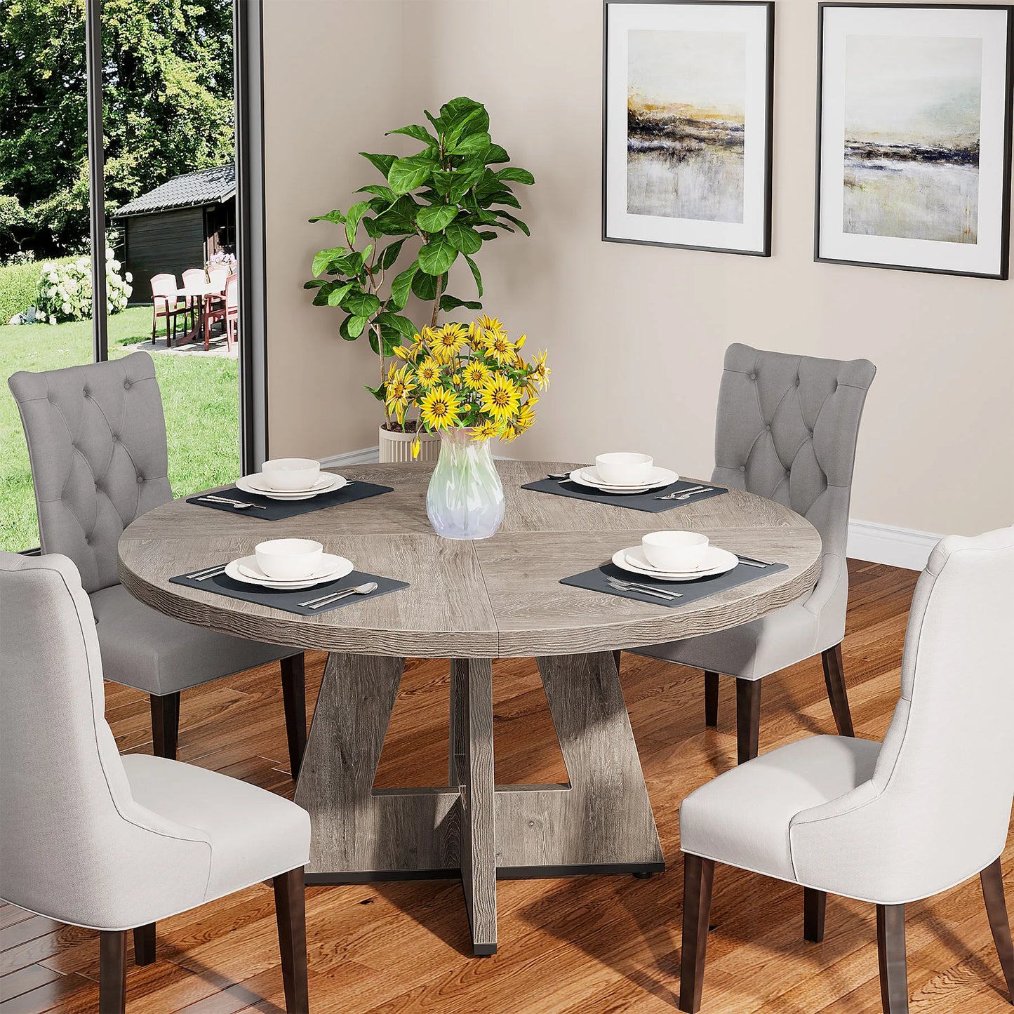 47 inch Round Dining Table for 4