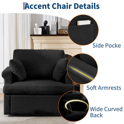 39-Inch 360 Swivel Barrel Accent Chair with Storage Pockets