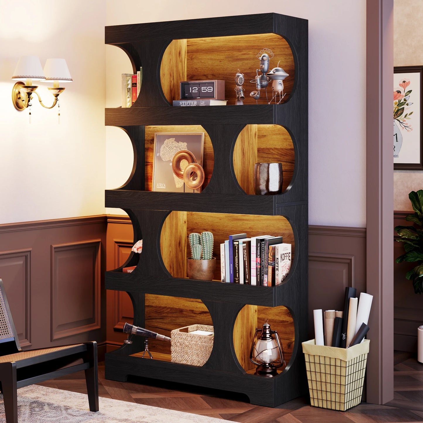 71" Tall  4-Tier Bookcase