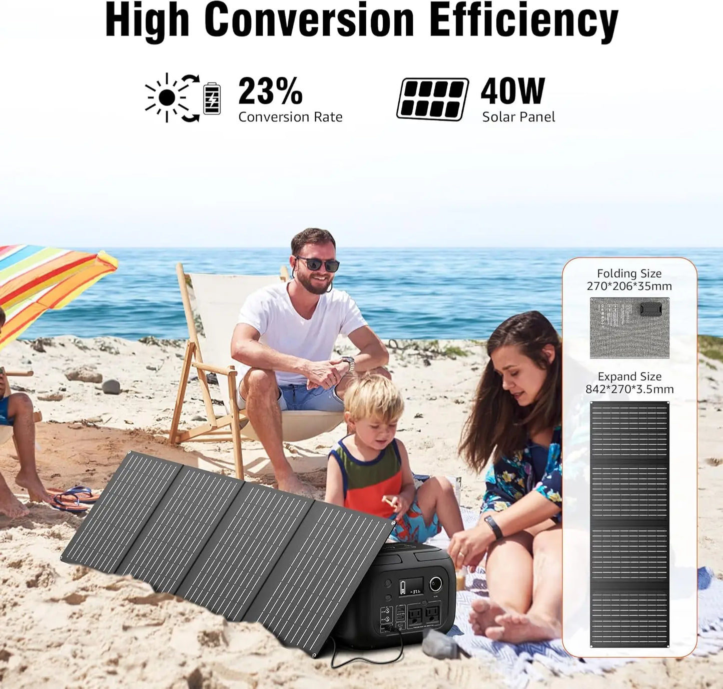 300W 260Wh Portable Power Station with 40W Solar Panel