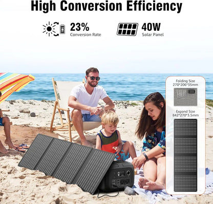 300W 260Wh Portable Power Station with 40W Solar Panel