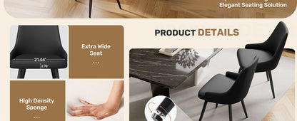 Set of Four Faux Leather Modern Dining Chairs with thick cushioned seats
