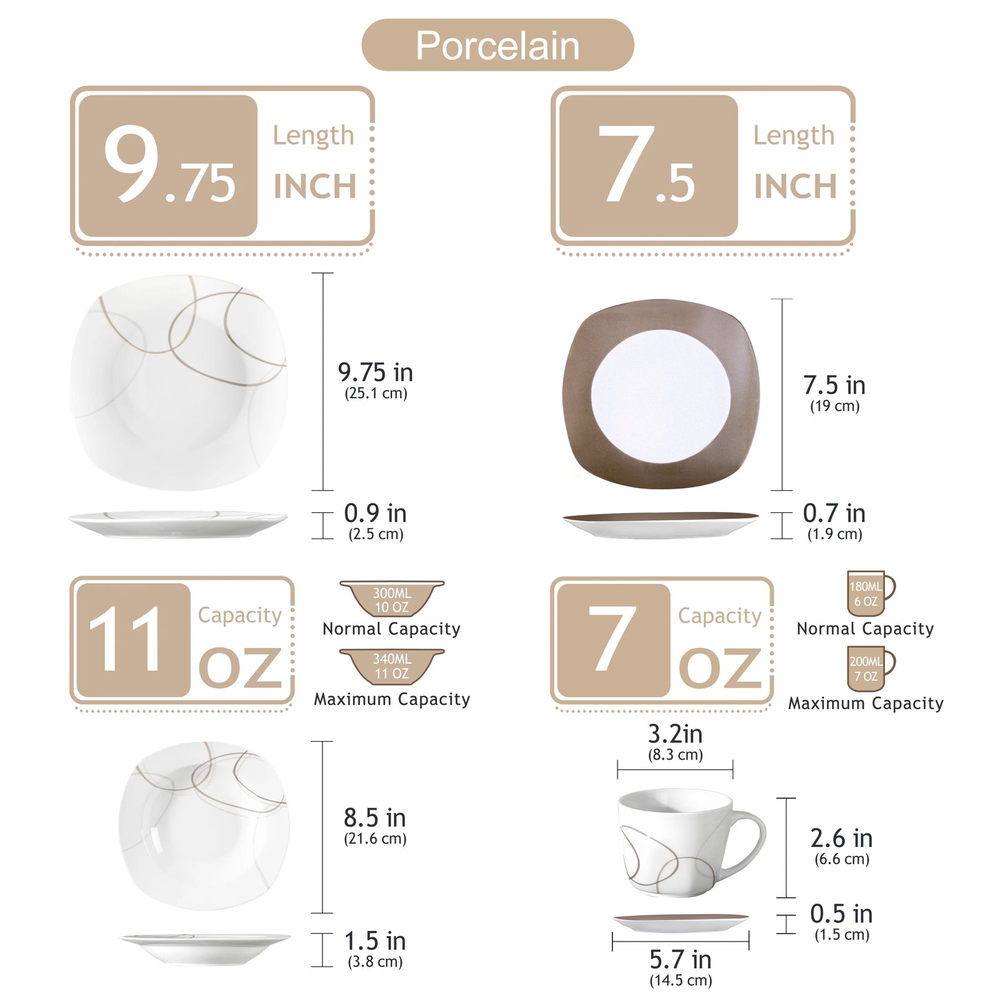 30-Piece Porcelain Ceramic Dinnerware Set