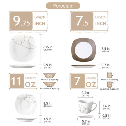 30-Piece Porcelain Ceramic Dinnerware Set