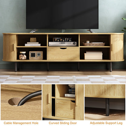 69" TV Stand w/ Power Outlet for TVs up to 80" with Adjustable Shelves