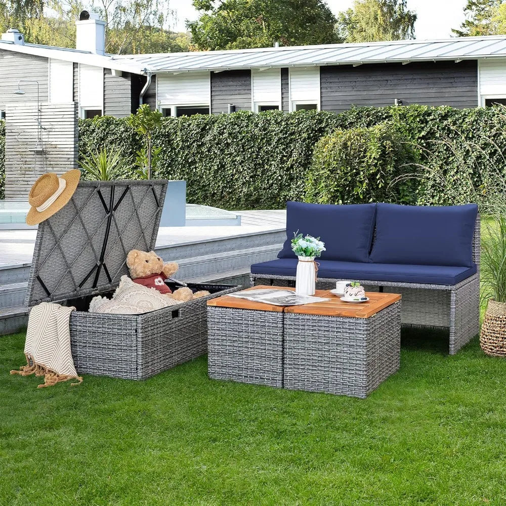 Outdoor Patio Day Bed with 2 Side Tables