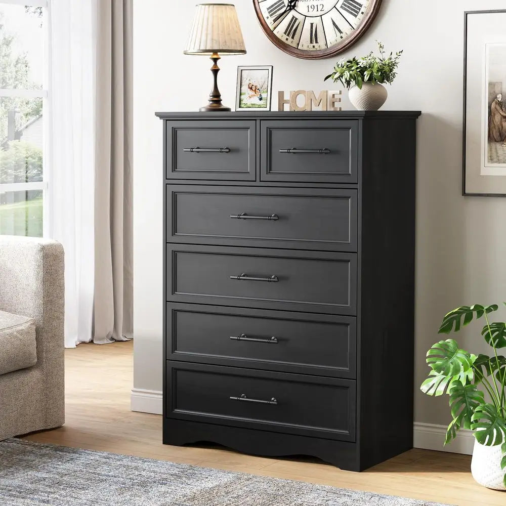 4 Piece Bedroom Furniture Set with 7 Drawer Dresser,6 Drawer Tall Dresser, 2-3 Drawer Nightstands with a Charging Station
