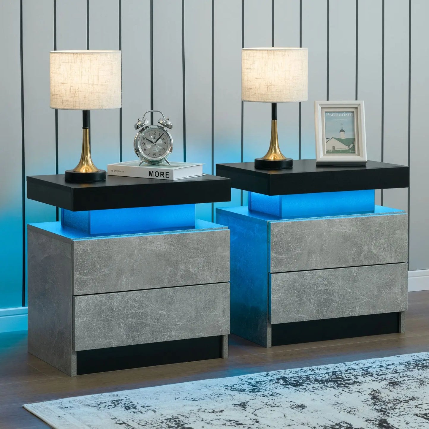 Set of 2 LED Nightstands with 2 Drawers for your Bedroom