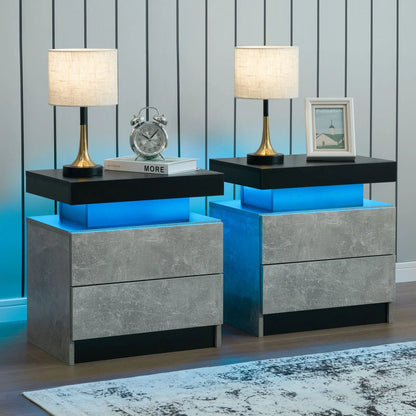 Set of 2 LED Nightstands with 2 Drawers for your Bedroom