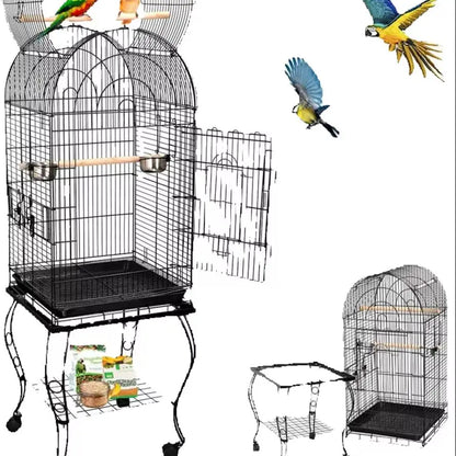 63.5 Inches Bird Cage with Detachable Stand and Open Top