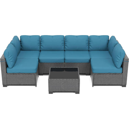 7-Piece Modular Outdoor Rattan Furniture Set,