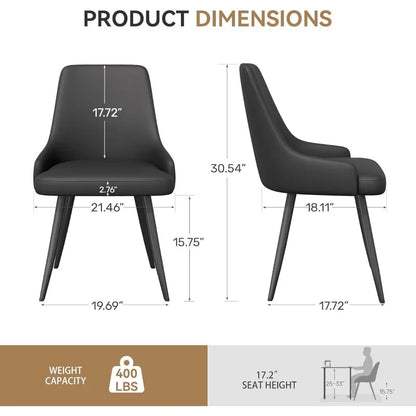 Set of Four Faux Leather Modern Dining Chairs with thick cushioned seats