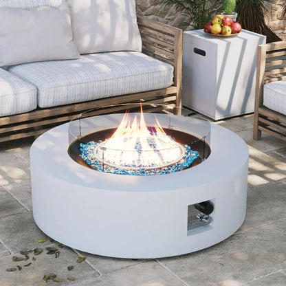 42-inch Round 50000 BTU Outdoor Propane Gas Fire Pit Table with Wind Guard