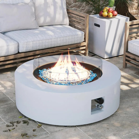 42-inch Round 50000 BTU Outdoor Propane Gas Fire Pit Table with Wind Guard