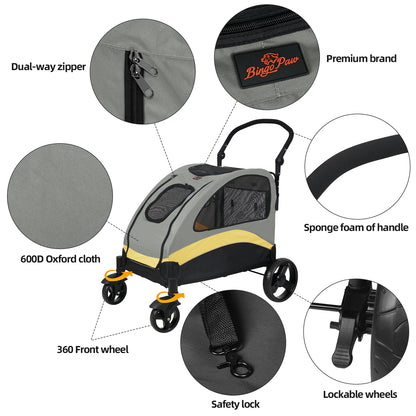 Foldable Large Dog Stroller with 4 Wheels