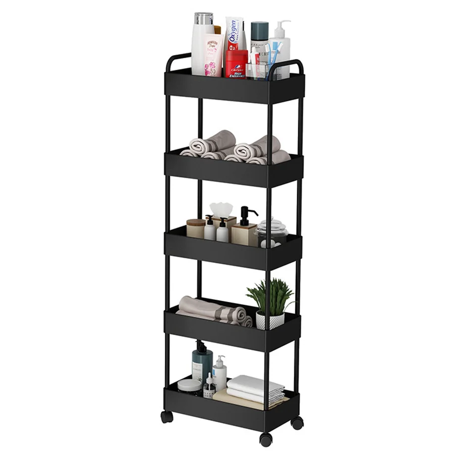 5-Tier Slim Storage Rolling Utility Shelving Unit