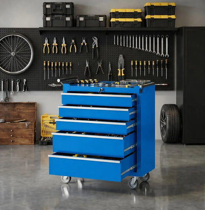 5 Drawer Rolling Tool Chest with Locking Tool Cabinet for your Garage Work Shop