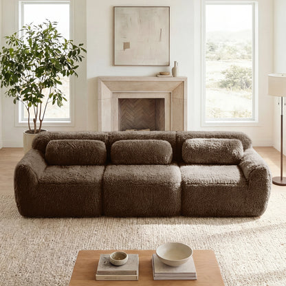 115'' Fluffy Modular Sectional Sofa with Pillows