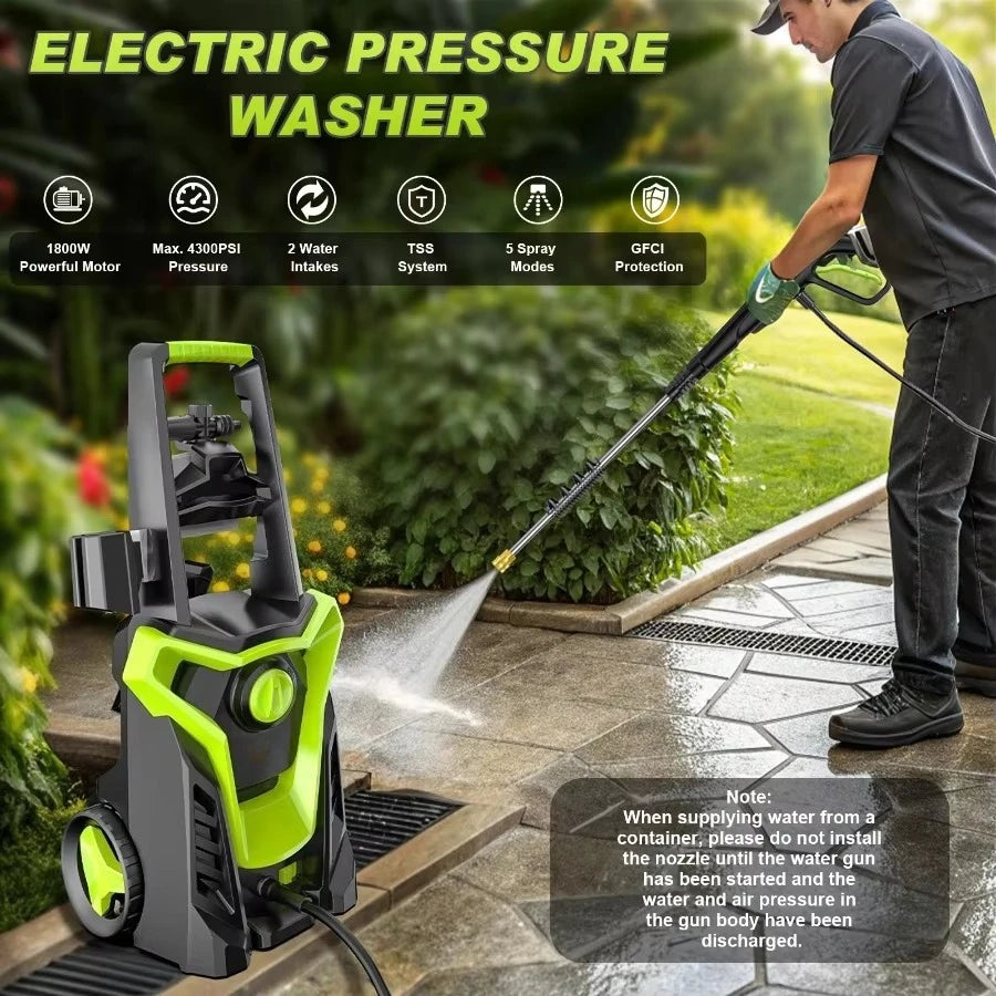 4800PSI 1800W Electric Pressure Washer with Interchangeable Nozzles