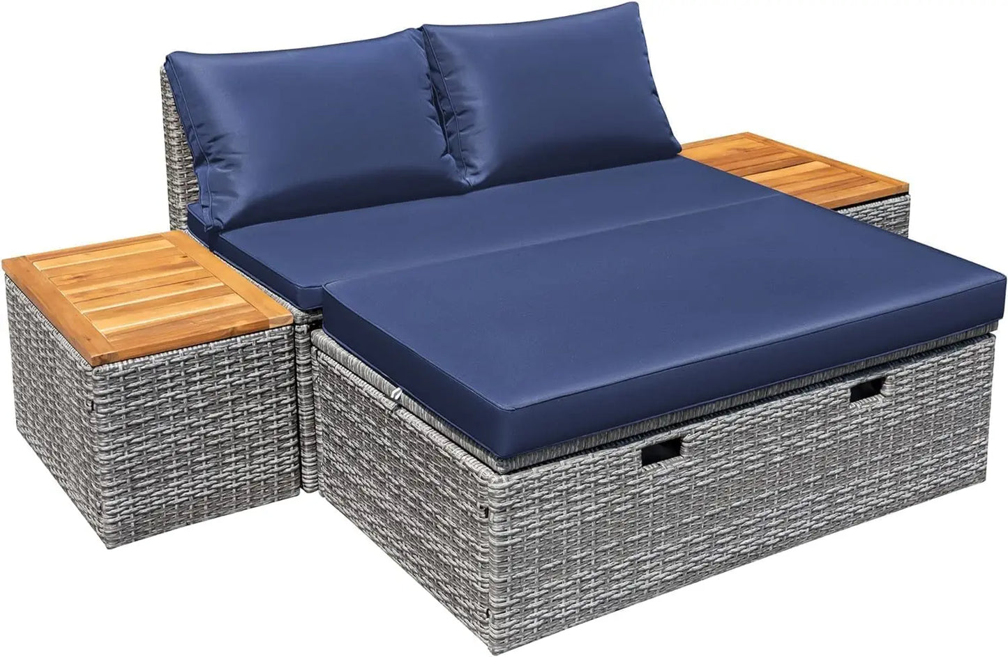 Outdoor Patio Day Bed with 2 Side Tables