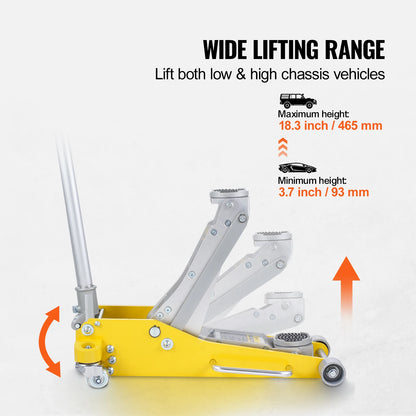 3T/2T Hydraulic Floor Jack Alum with Dual Piston Quick Lift Pump