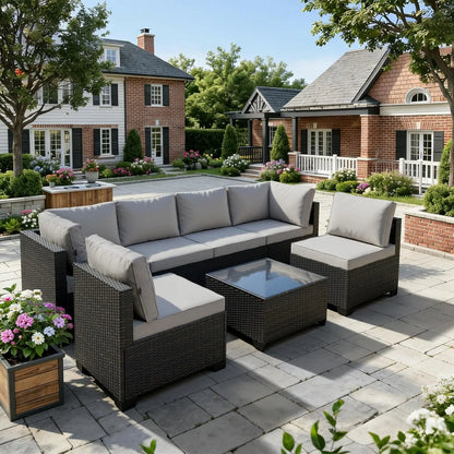 All Weather 7-Piece Modular Rattan Patio Set
