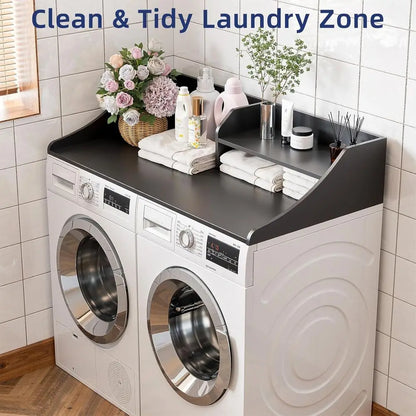 54" 2-Tier Wood Laundry Countertop for Washing Machine and Dryer