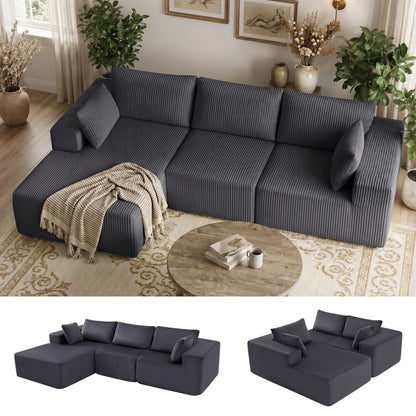 105 Inch L-Shaped Lumbar Support Sofa with Deep Seat