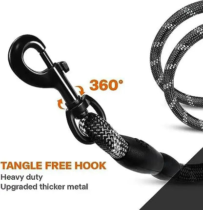 Black Reflective Rope Leash with Waste Bags
 for Medium and Large Dogs
