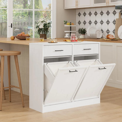 Wood Tilt Out Laundry Hamper Cabinet With Drawers and Baskets