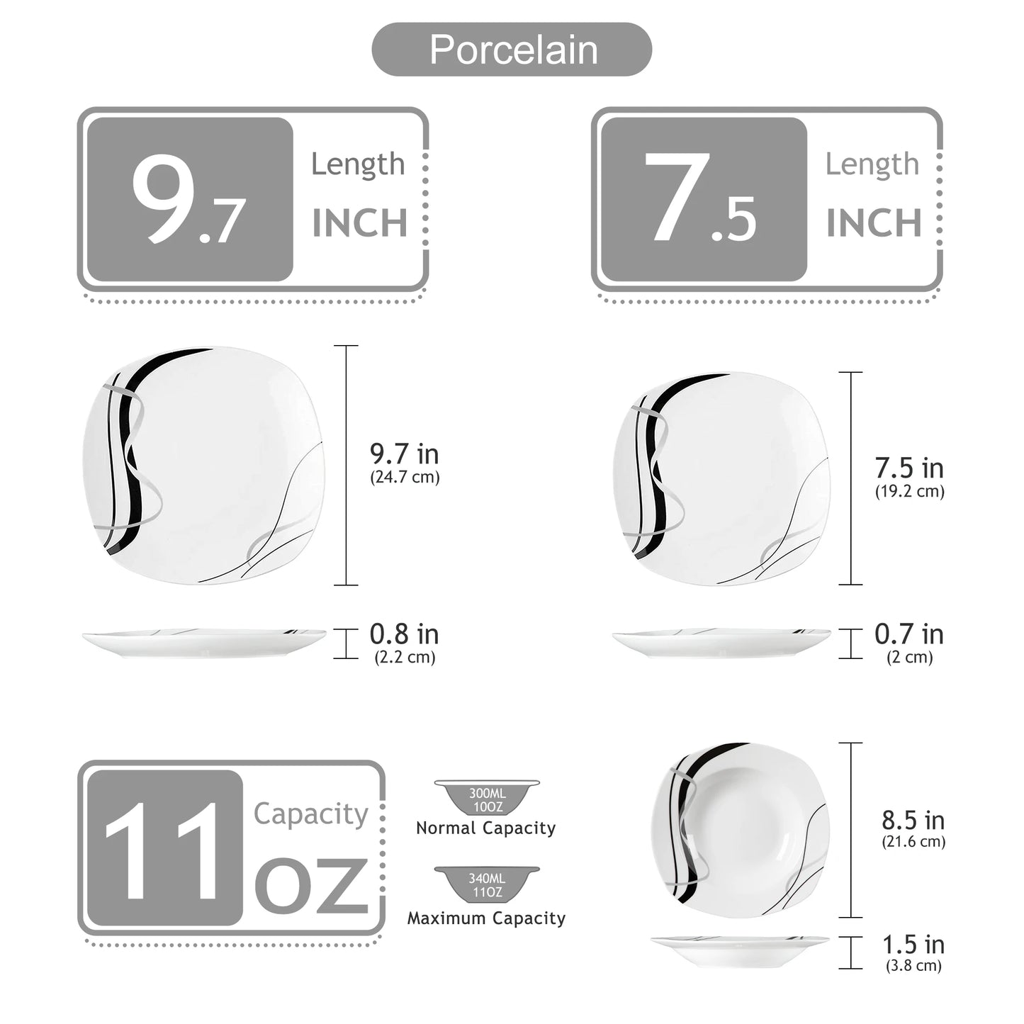 18 or 36-Piece Porcelain Ceramic Dishware Set